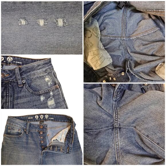 Button Fly ReWash Jeans Size 5 / 27 High Rise Crop Distressed Stretch Denim - Picture 5 of 9